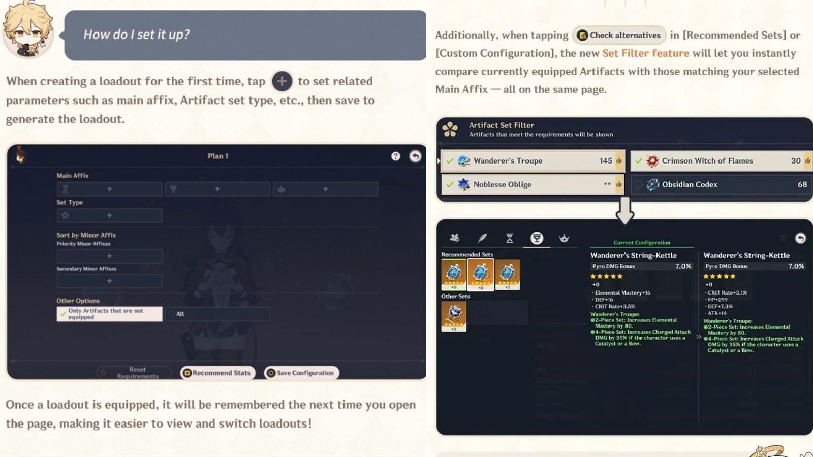 Artifact loadouts will be available from version 5.7 (Image via HoYoverse)